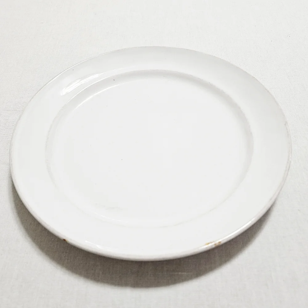 Pottery Barn Cambria Stone (3) Salad Plates Handcrafted Rustic Trim White 9.5